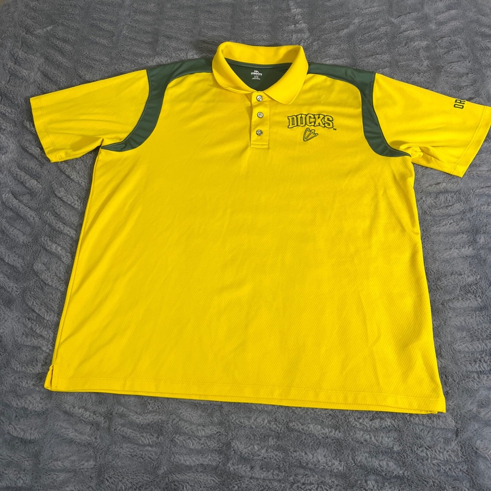 Knights Apparel Oregon Ducks Polo Shirt Mens XL Yellow Green Embroidered‎ Logo